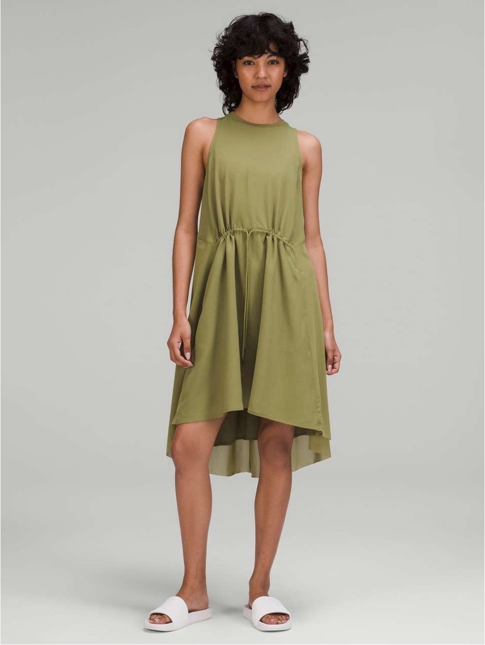 Lululemon Mesh Overlay High-Neck Dress - Bronze Green - 6